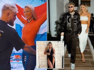 Cheeky! Jake Paul grabs the butt of Olympic speed skater girlfriend Jutta Leerdam’s wax figure at Madame Tussauds in Holland… before comparing it to the real thing!
