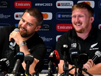 Dane Coles, Steve Hansen make-up during Rugby World Cup 2023
