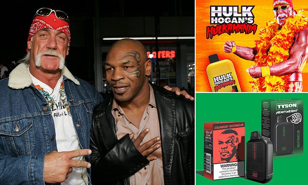Hulk Hogan and Mike Tyson are slammed for pushing nicotine vapes aimed at children with dessert flavors and colorful packaging: ‘For so-called celebrities to be promoting products that are dangerous for kids is a sad day’