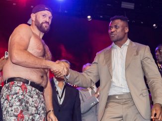 Francis Ngannou claims Tyson Fury is trying to ‘trick people’ by calling himself a ‘fat pig’ and grabbing his love handles on stage but insists he won’t fall for it: ‘He’s the best f***ing boxer!’