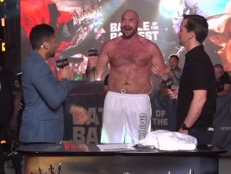 Tyson Fury looks in lean shape after cutting down his ‘love handles’ in a remarkable body transformation in just seven weeks before fighting Francis Ngannou