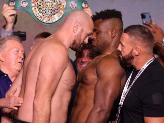 Tyson Fury weighs in heavier than Francis Ngannou ahead of their Battle of the Baddest clash in Saudi Arabia… with the Gypsy King tipping the scales at 277lbs – nine pounds more than his weight ahead of victory over Derek Chisora last December