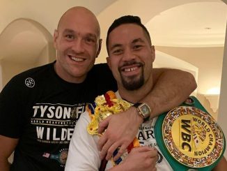 Tyson and Paris Fury lead celebrations for their ‘good friend’ Joseph Parker after the Kiwi upset the odds to dominate Deontay Wilder at the Day of Reckoning event in Saudi Arabia