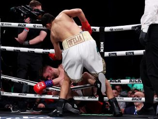 Ed Matthews KNOCKED OUT of the ring by his mystery opponent Luis Pineda… as the Mexican scores an upset win in the second round of Misfits 12 main event in Leeds