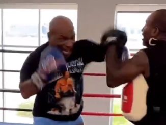 Mike Tyson shows off remarkable punch power at 57… incredible clip emerges of former heavyweight champion hitting the pads in the gym months after helping Francis Ngannou prepare for his fight with Tyson Fury