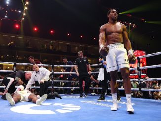 Viral clips shows Anthony Joshua’s brilliance as he knocked down Francis Ngannou three times in brutal second round victory